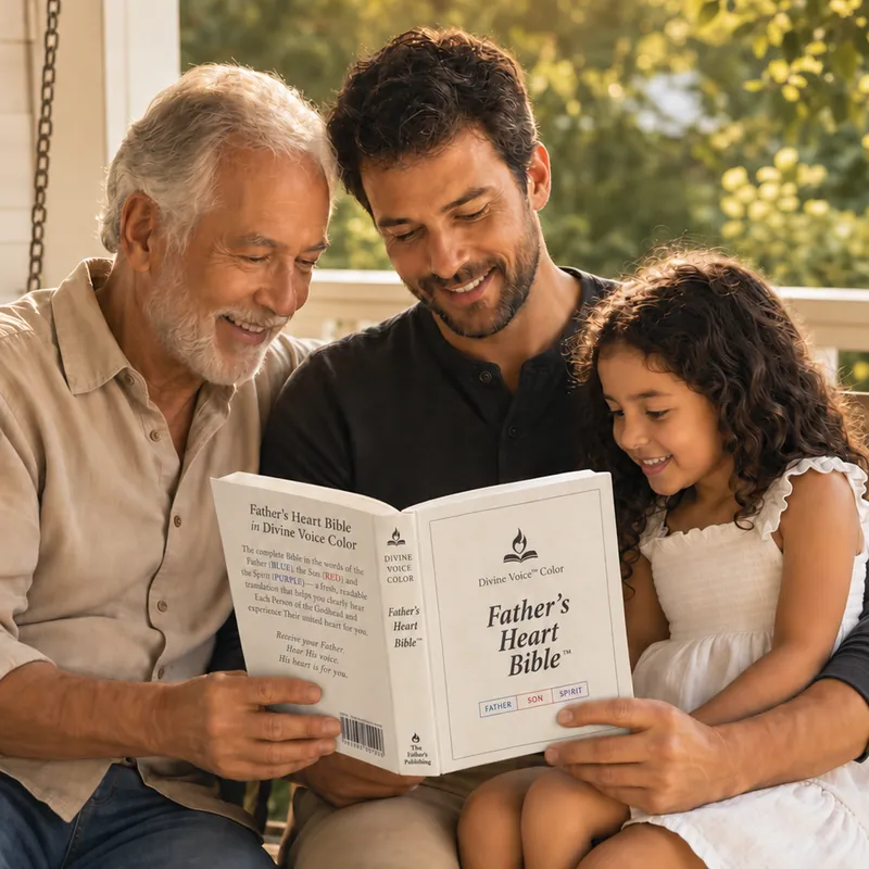 Three generations reading the White edition of the Father's Heart Bible