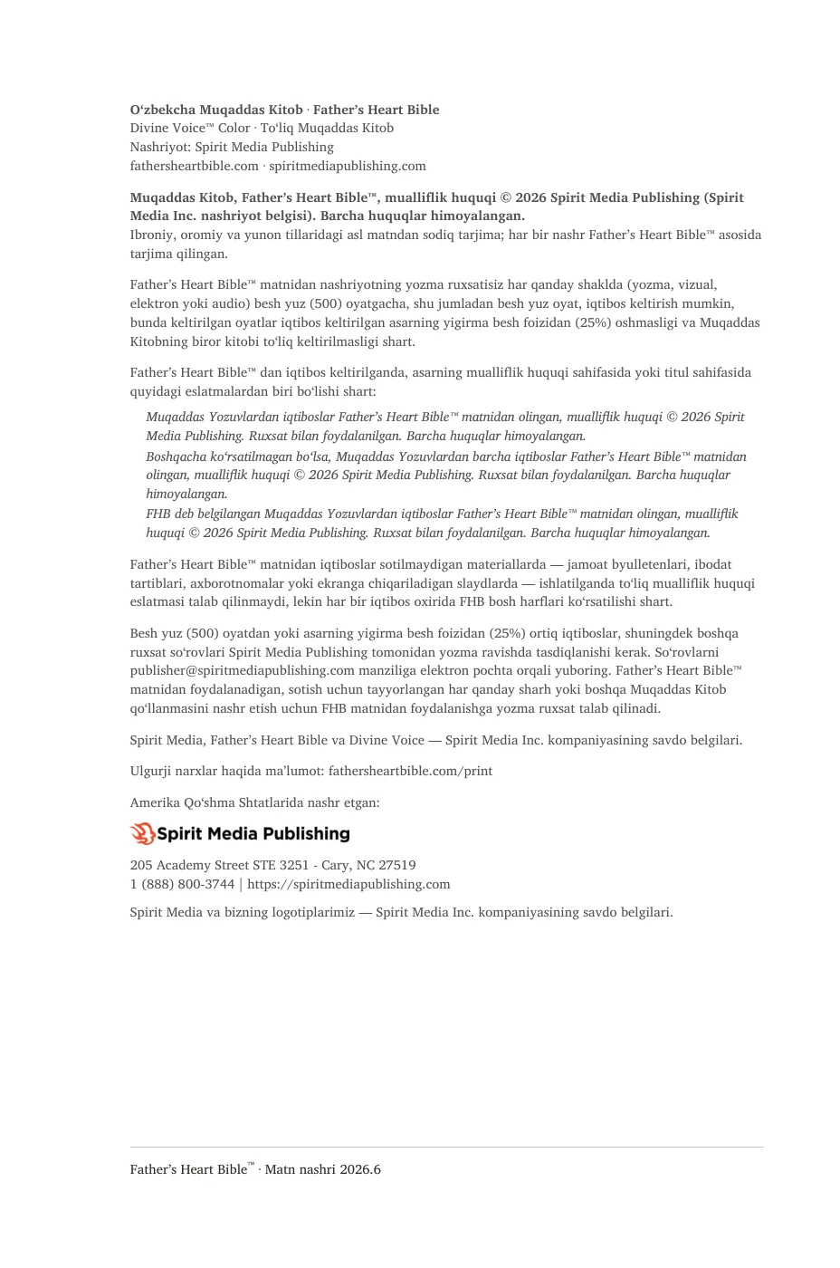 Oʻzbekcha Muqaddas Kitob · Father’… — sample page 2 of 58