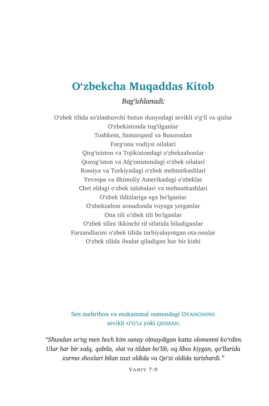 Oʻzbekcha Muqaddas Kitob — sample page 8 of 58