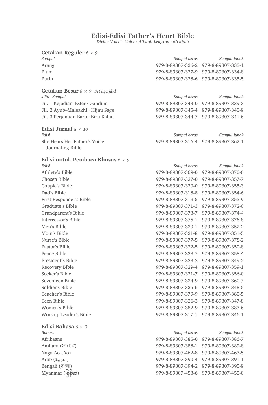 Edisi-Edisi Father’s Heart Bible — sample page 3 of 58