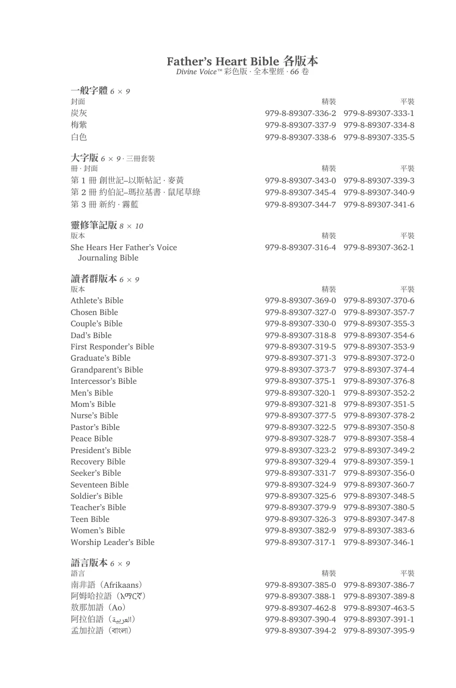 Father’s Heart Bible 各版本 — sample page 3 of 60